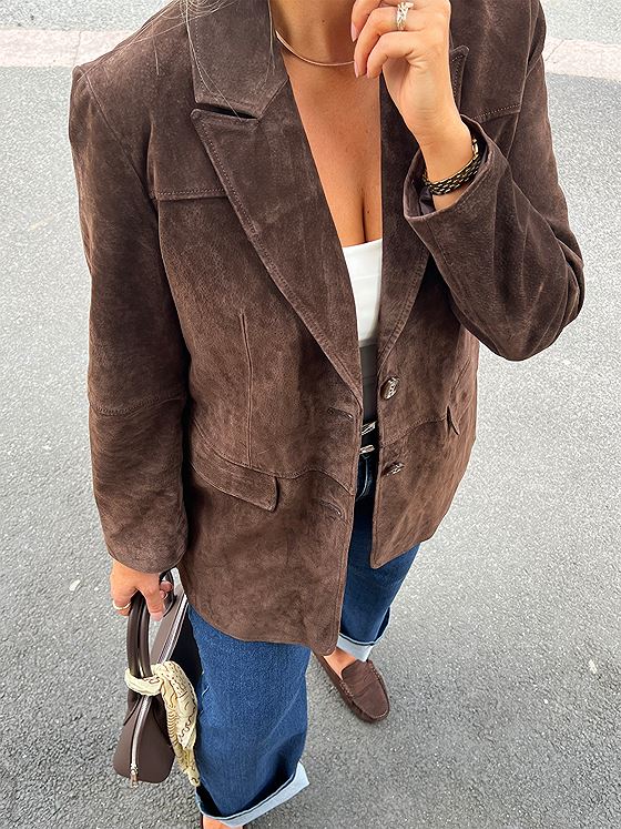 Vero Moda Pernille Long Sleeve Suede Jacket Chocolate Torte