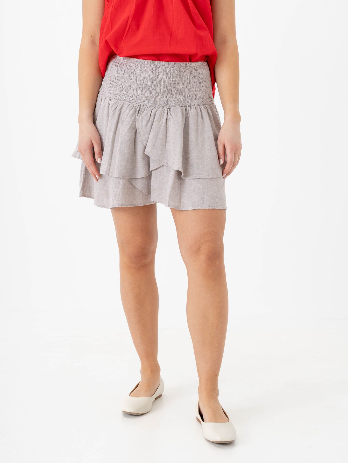 Vero Moda Linn High Waist Detail Short Skirt Moon Rock MELANGE