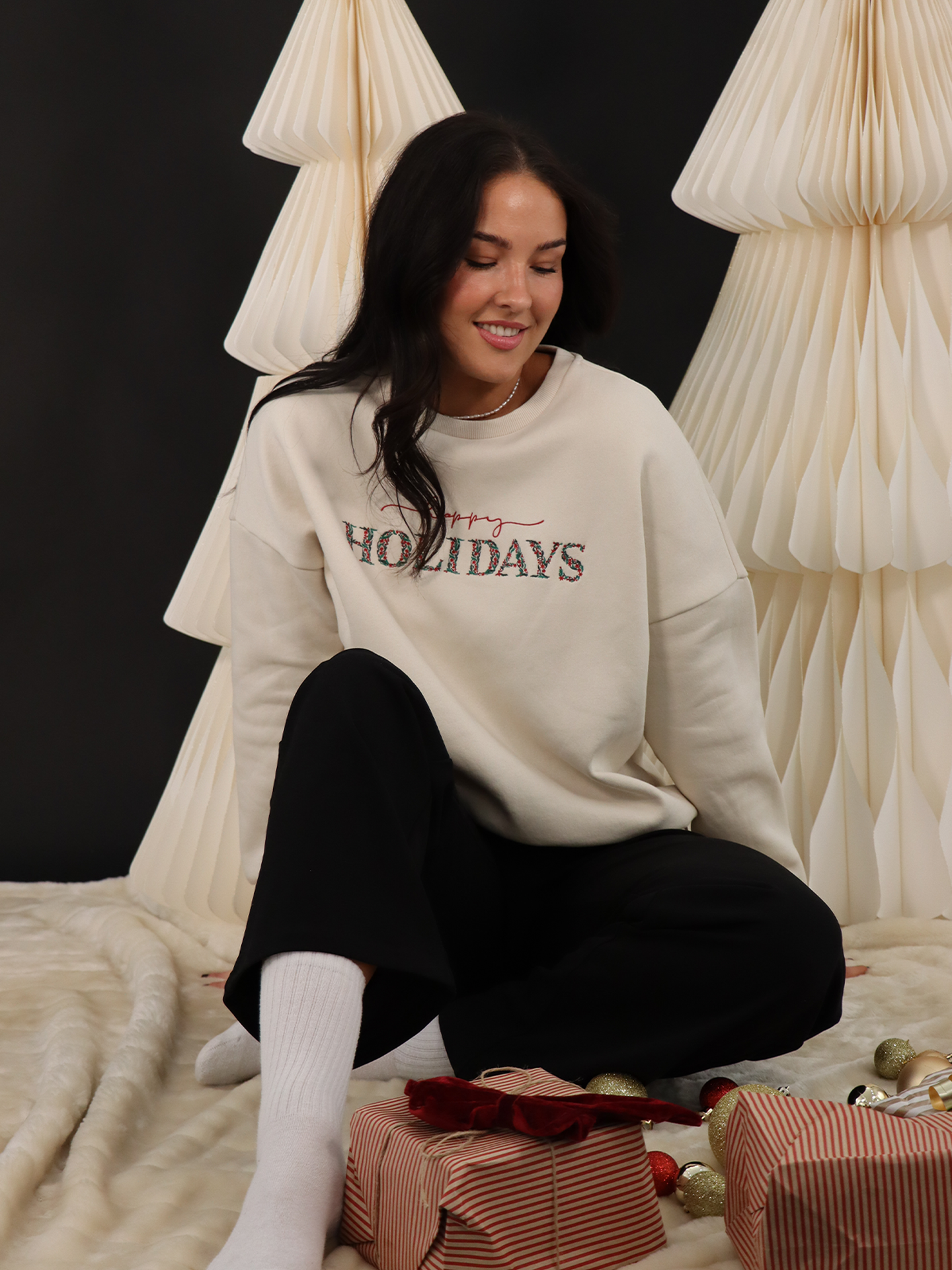 Vero Moda Candi Bea Long Sleeve Sweatshirt XMAS Birch