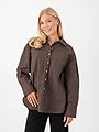 Vero Moda Fanni Long Sleeve Shirt Chocolate Brown SNOW WHITE PINSTRIPE