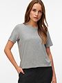 Vero Moda Paulina Detail Short Sleeve T-Shirt Light Grey Melange