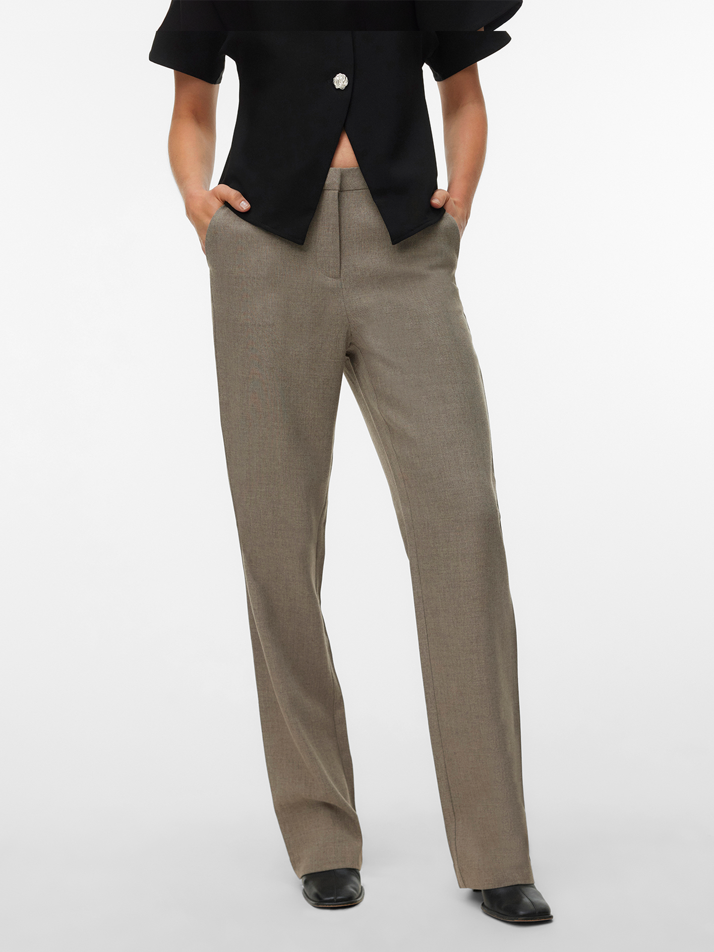 Vero Moda Zamira Bestie Mid Waist Straight Pant Moon Rock