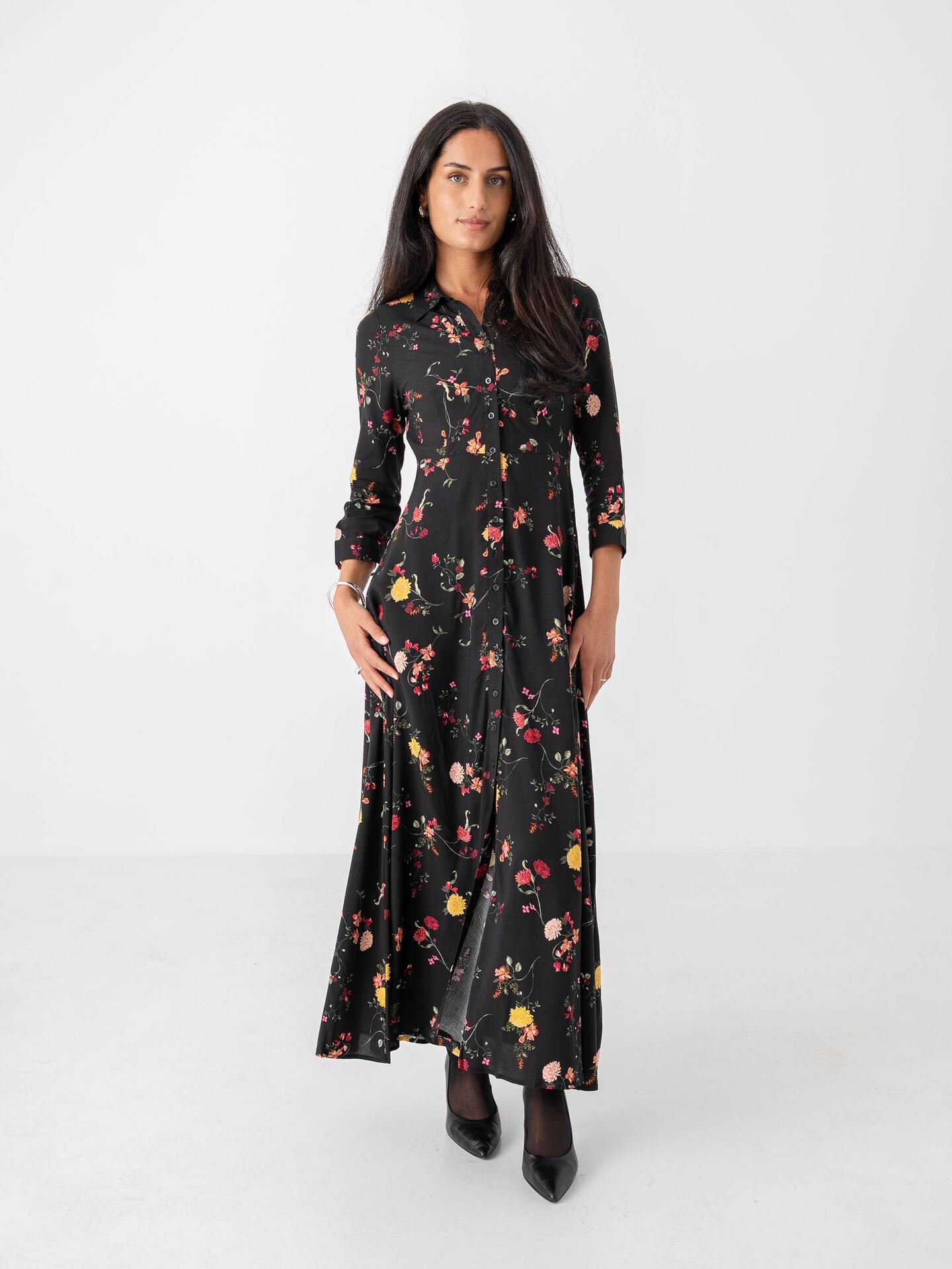 Y.A.S Savanna Long Shirt Dress Black Botari