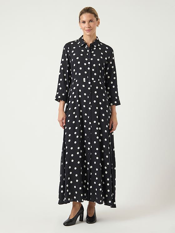Y.A.S Savanna Long Shirt Dress Black / White