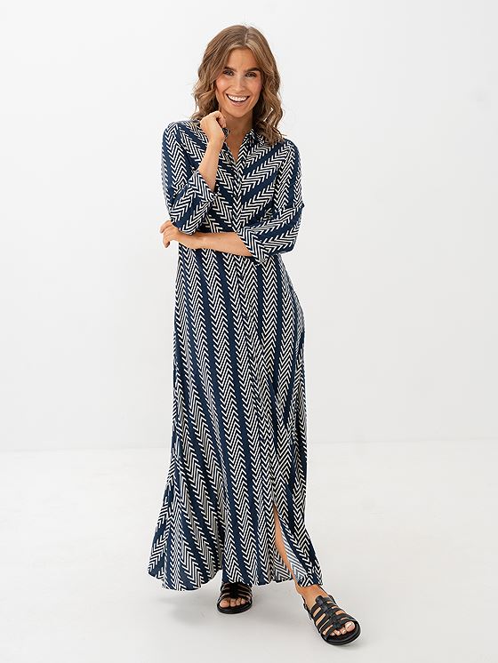 Y.A.S Savanna Long Shirt Dress Navy Blazer Soho