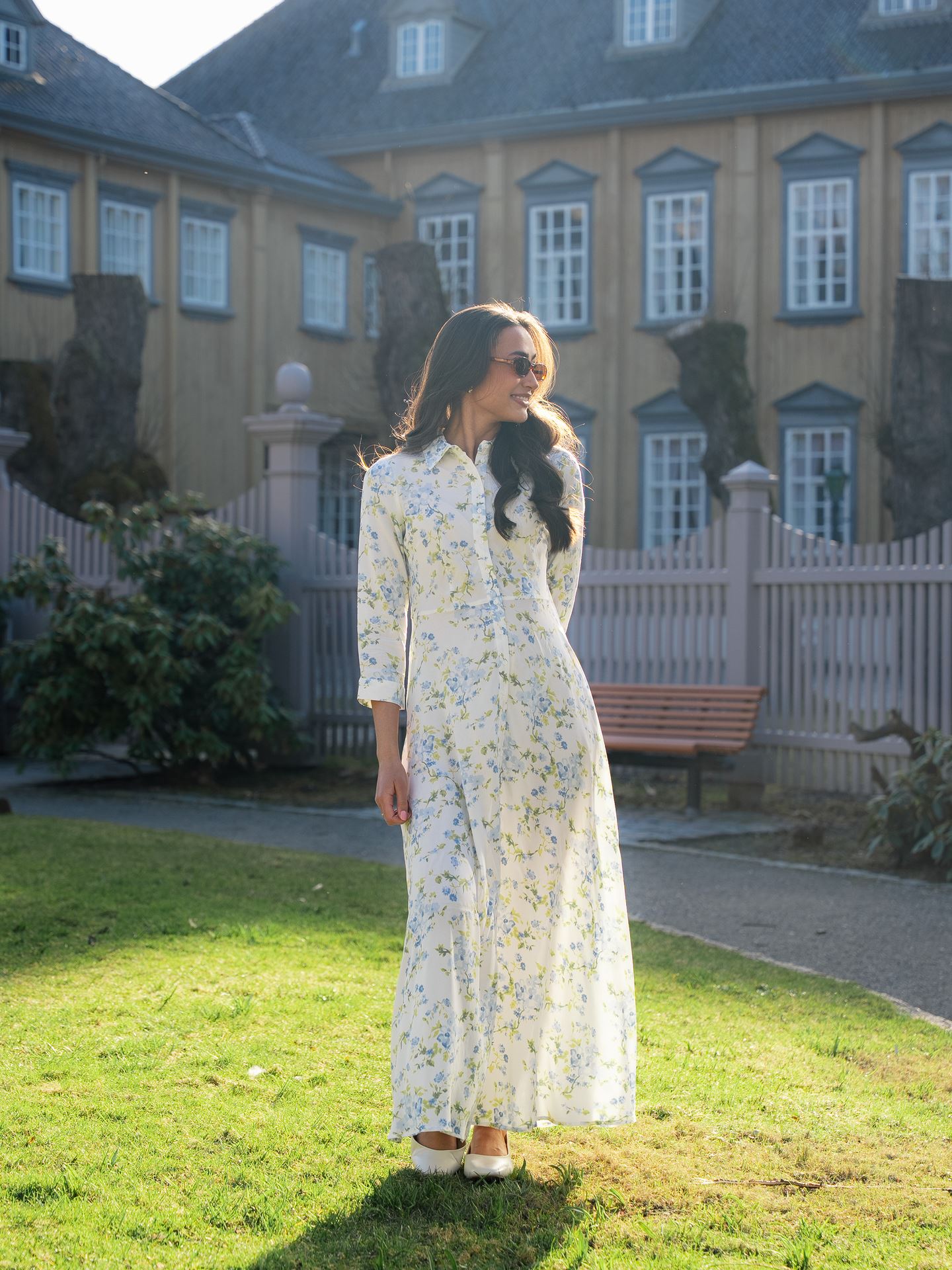 Y.A.S Savanna Long Shirt Dress Star White Sumelli