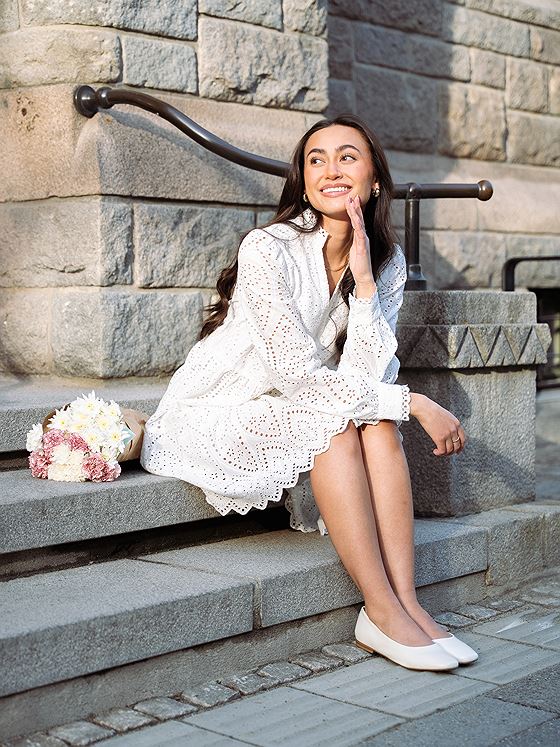 Y.A.S Holi Long Sleeve Dress Star White