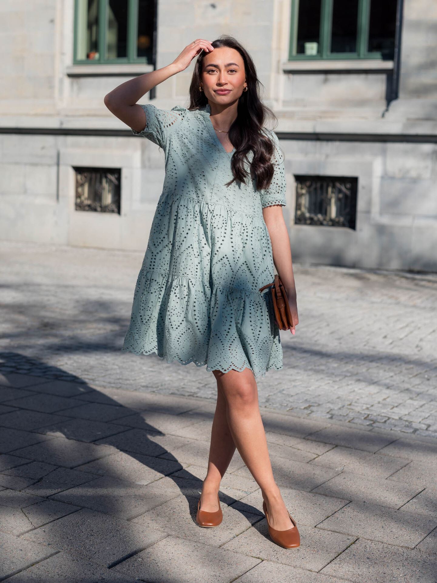 Y.A.S Holi Short Sleeve Dress Icberg Green