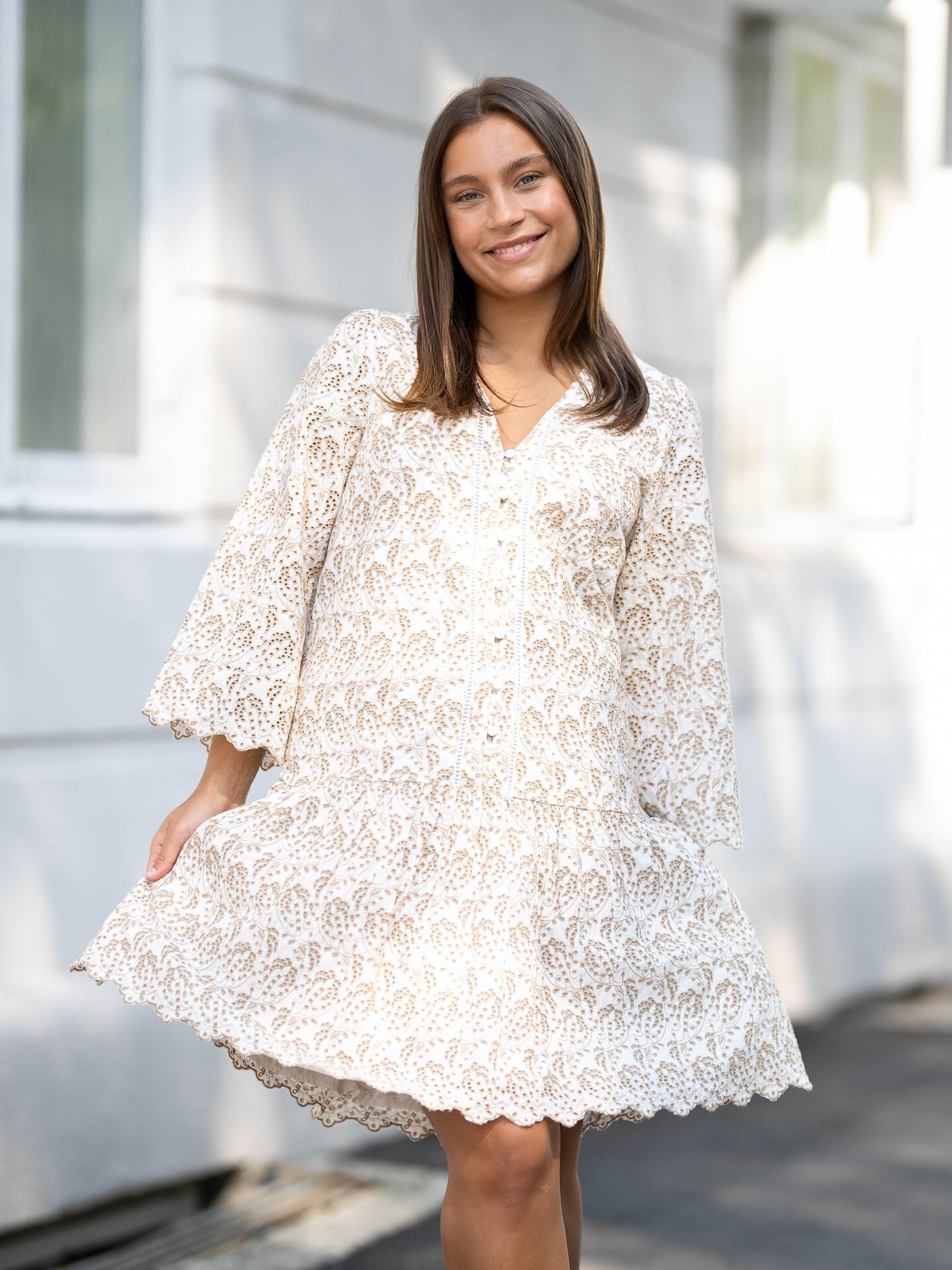 Y.A.S Aprilla 3/4 Dress Star White