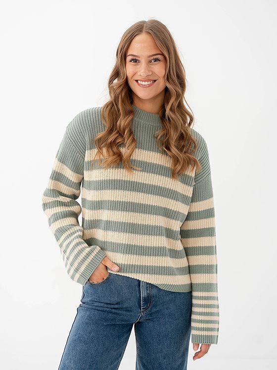 Y.A.S Riga Long Sleeve Knit Pullover Iceberg Green / Sandshell