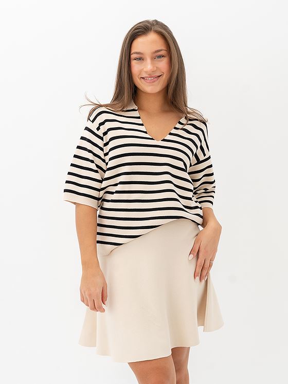 Y.A.S Fonny 2/4 Knit Pullover Birch Stripes