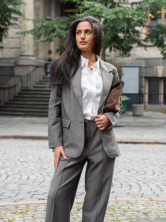 Y.A.S Reemaj Long Sleeve Blazer Grey Melange