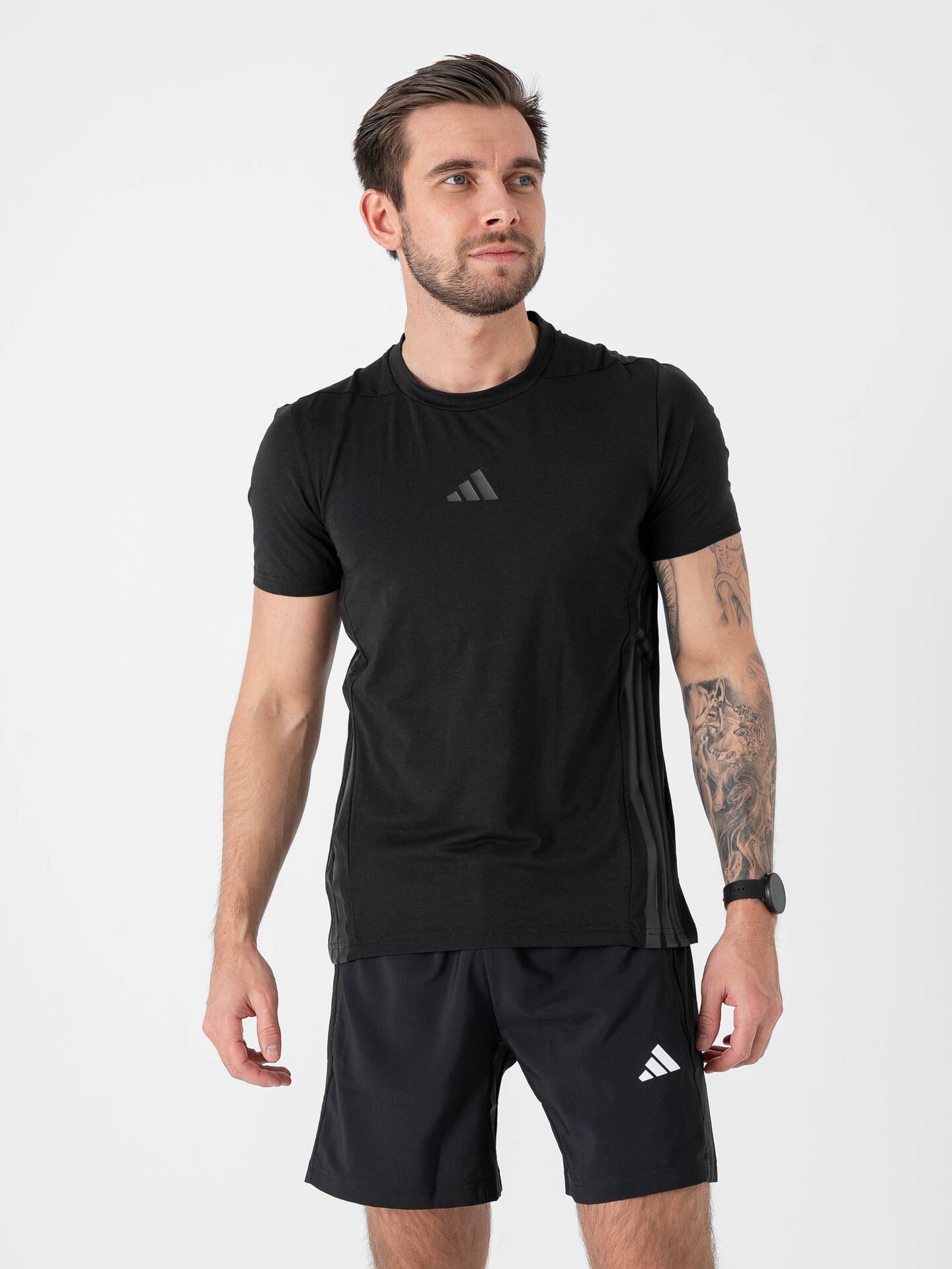 adidas Designed for Training 3-Stripes Tee Black