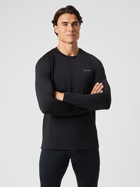 Björn Borg Borg Performance Long Sleeve Brushed T-Shirt Black Beauty