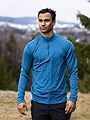 Devold Breeze Merino 150 Zip Neck Man Blue Melange