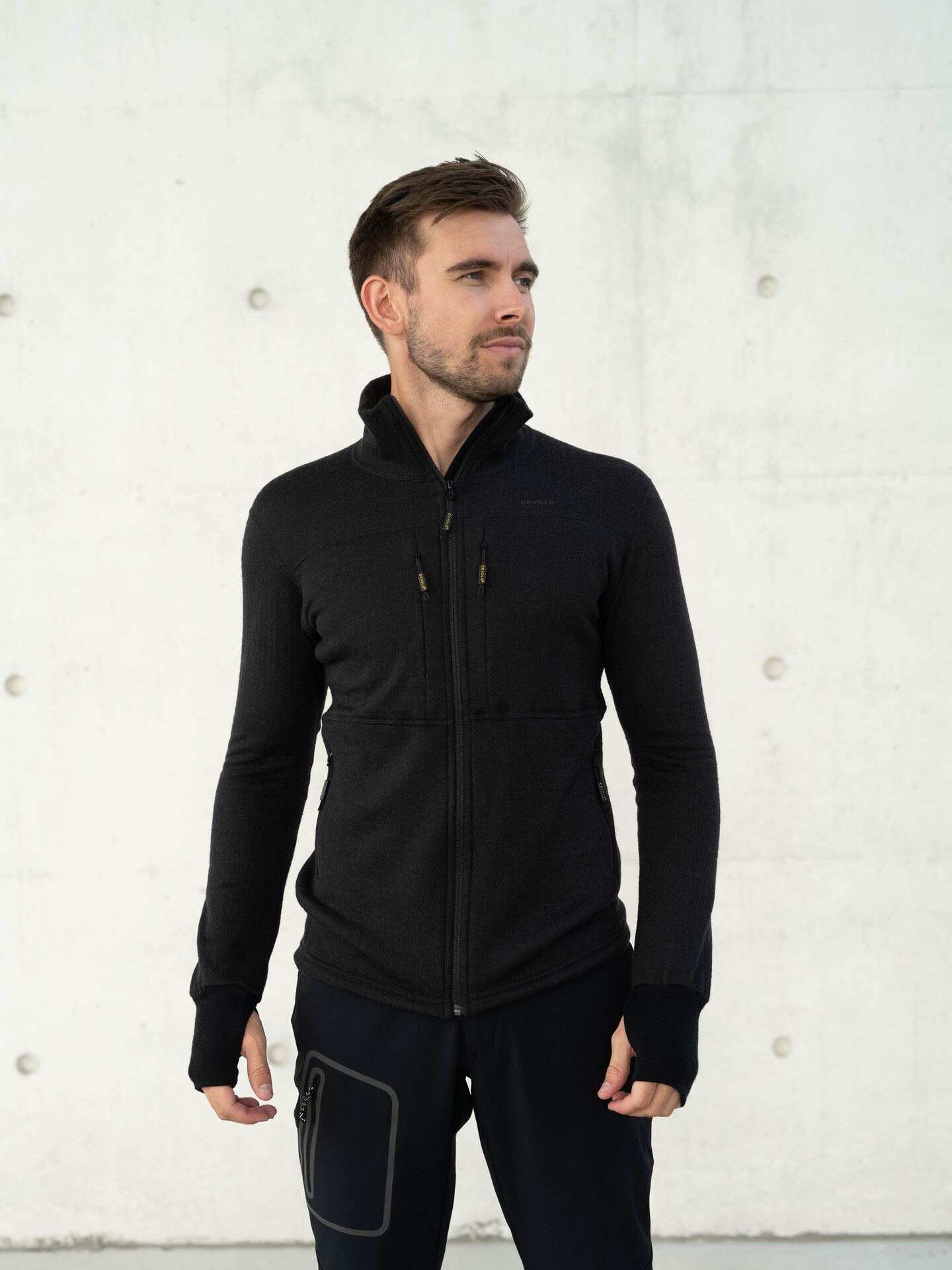 Devold Egga Grid Merino Jacket Man Caviar