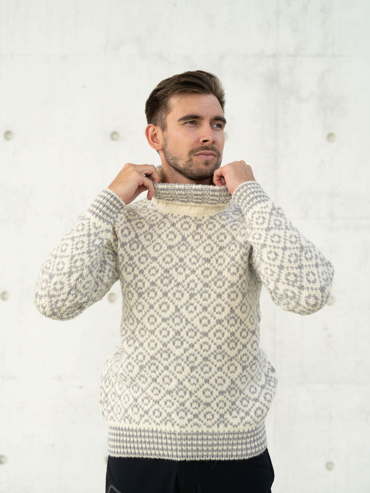 Devold Svalbard Sweater High Neck Offwhite/Grey