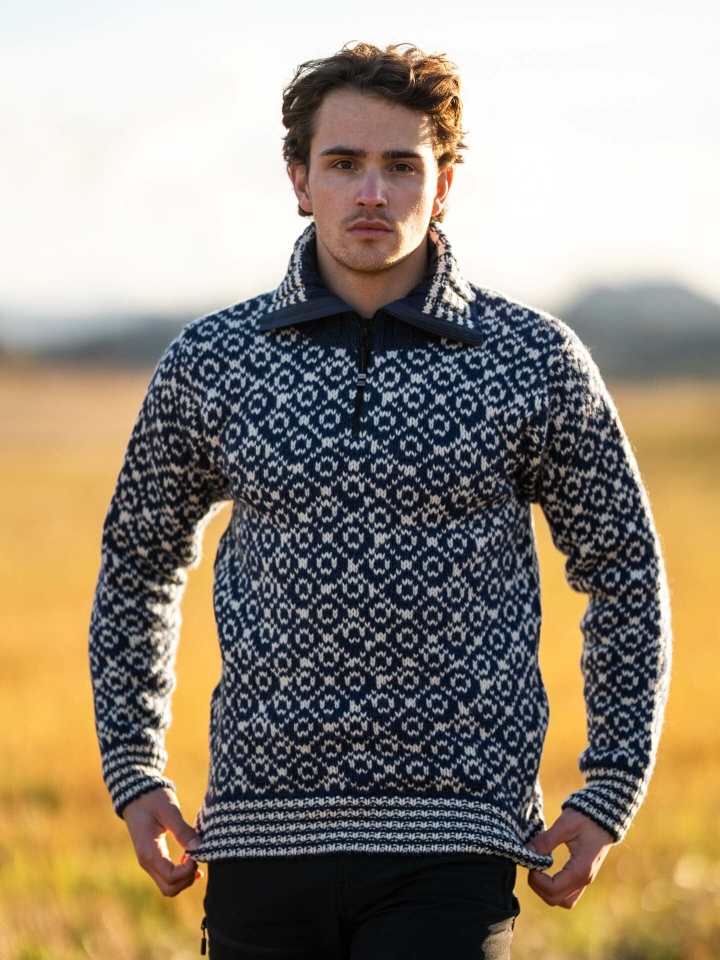 Devold Svalbard Wool Zip Neck Blå