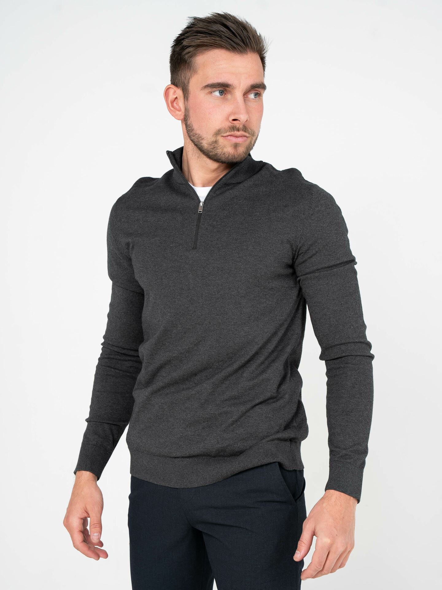 Selected Homme Selected Homme Berg Long Sleeve Half Zip Antracit Melange