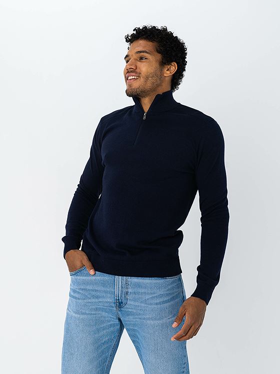 Selected Homme Selected Homme Berg Long Sleeve Half Zip Navy Blazer Melange