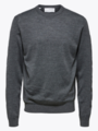 Selected Homme Selected Homme Town Merino Coolmax Knit Crew Medium Grey Melange