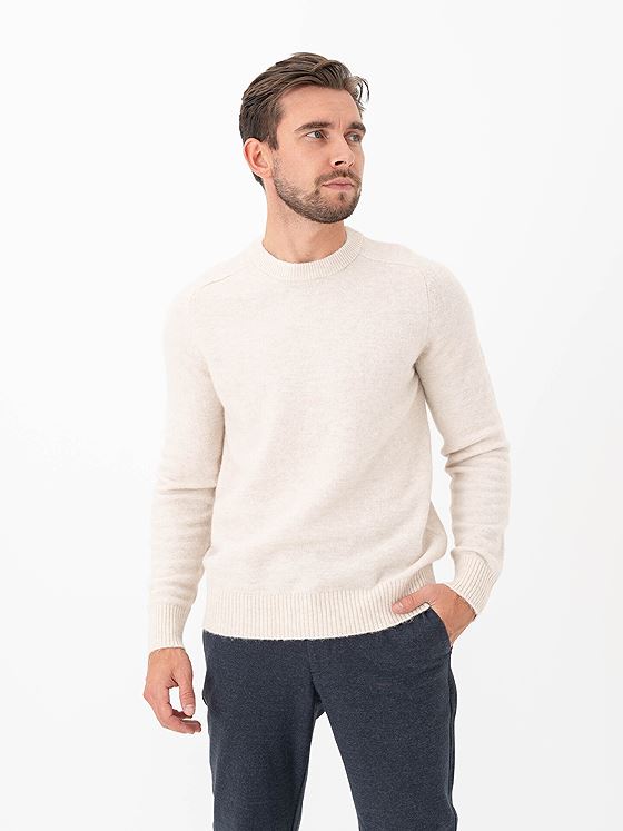 Selected Homme Rai Long Sleeve Knit Crew Neck Oatmeal Melange