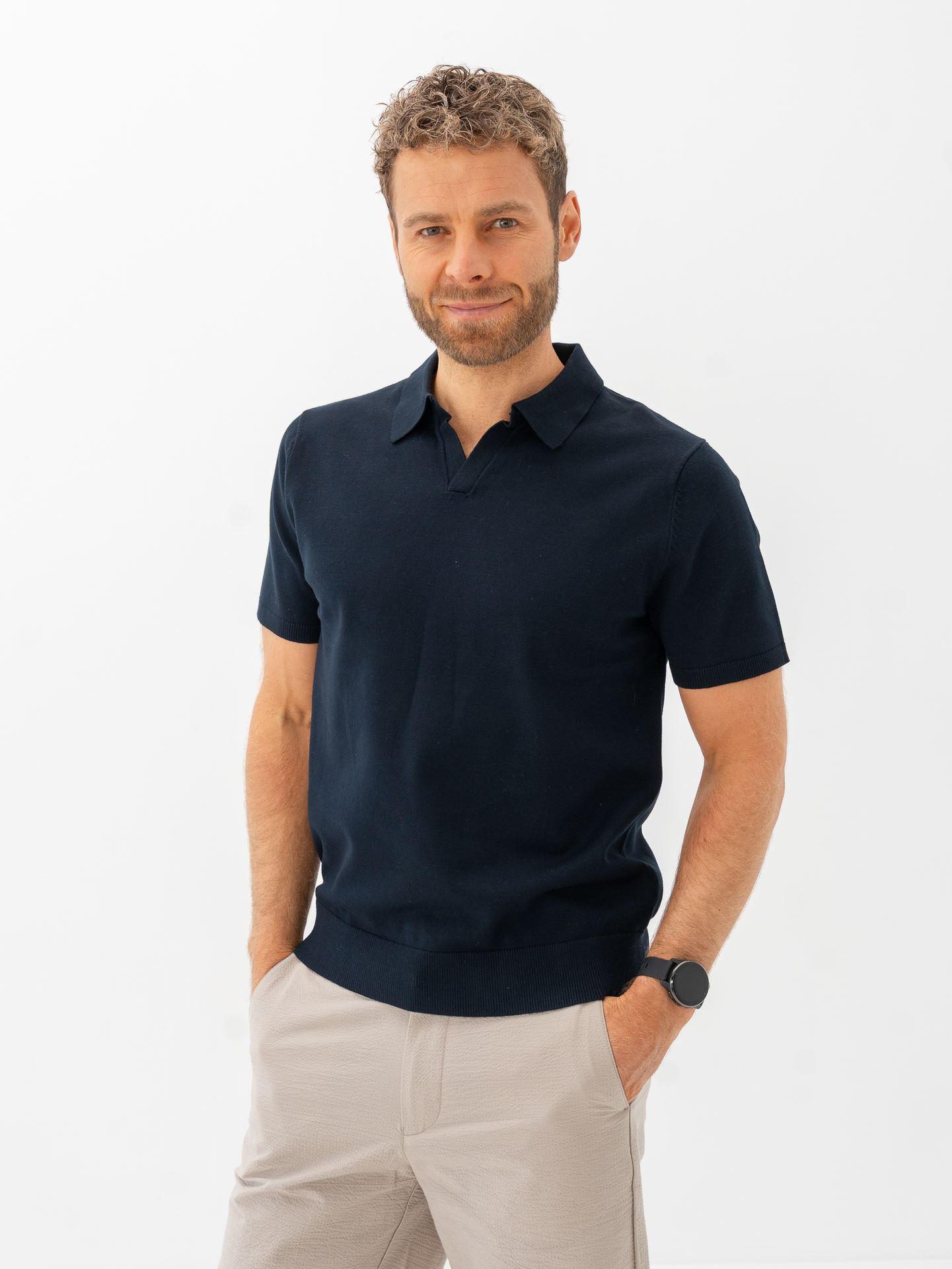 Selected Homme Teller Short Sleeve Knit Polo Sky Captain