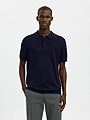 Selected Homme Berg Short Sleeve Knit Polo Navy Blazer Melange