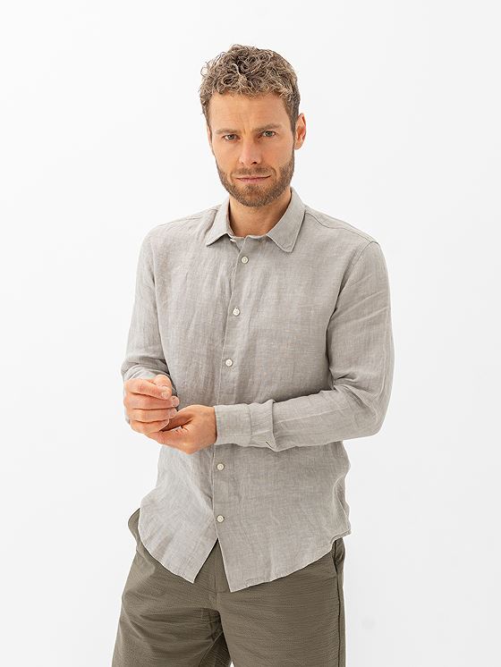Selected Homme Reg Kylian Linen Shirt Long Sleeve Classic Vetiver