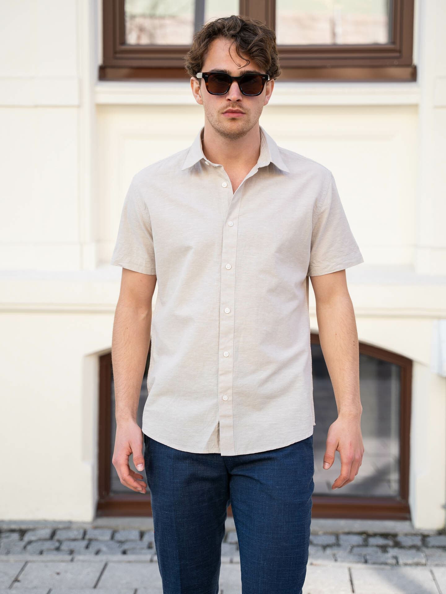 Selected Homme Reg-Sun Shirt Short Sleeve Pure Cashmere