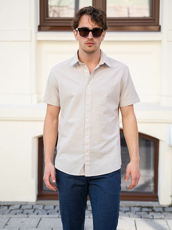 Selected Homme Reg-Sun Shirt Short Sleeve Pure Cashmere