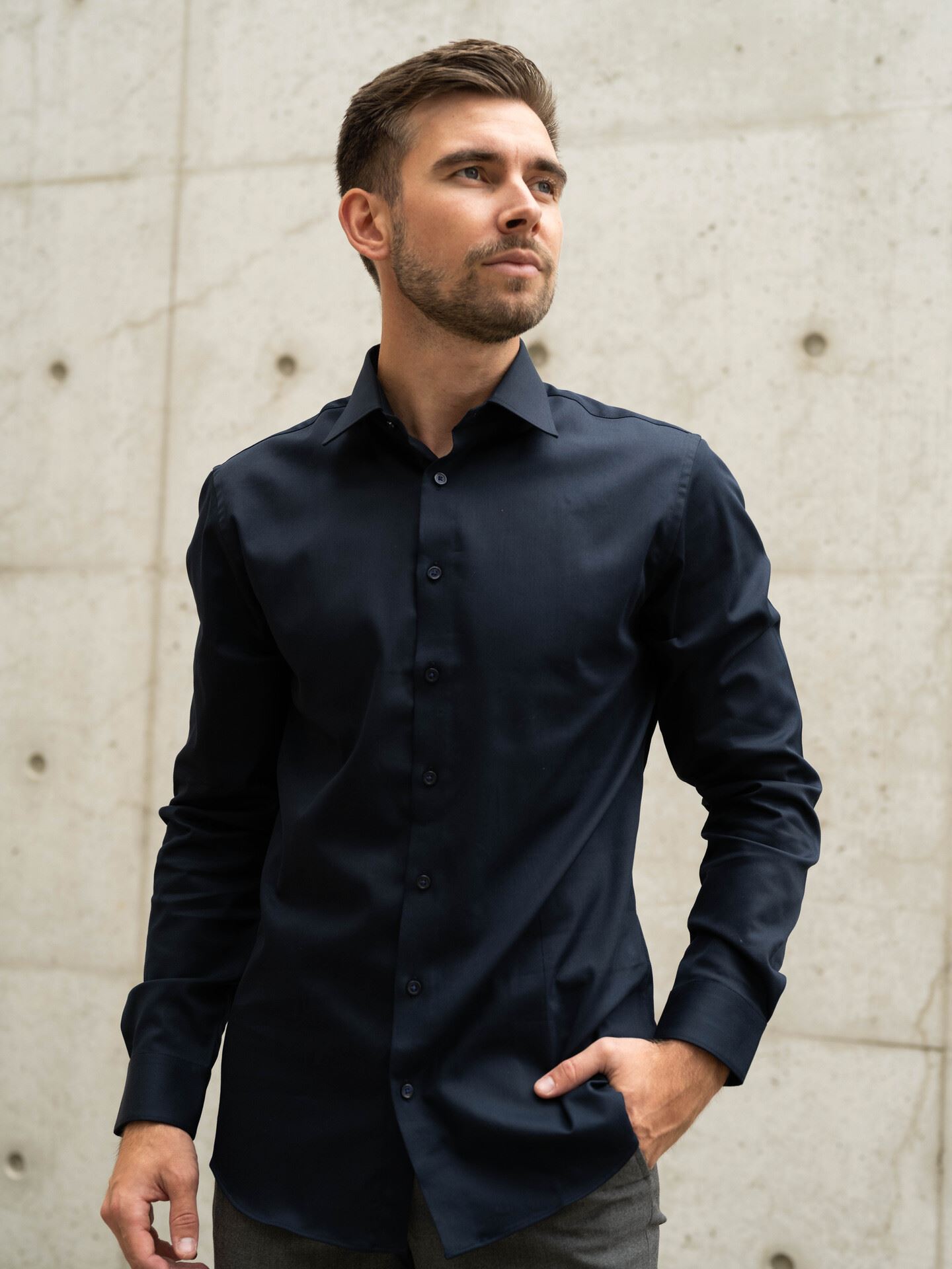 Selected Homme Slim Performance Shirt Long Sleeve Sky Captain