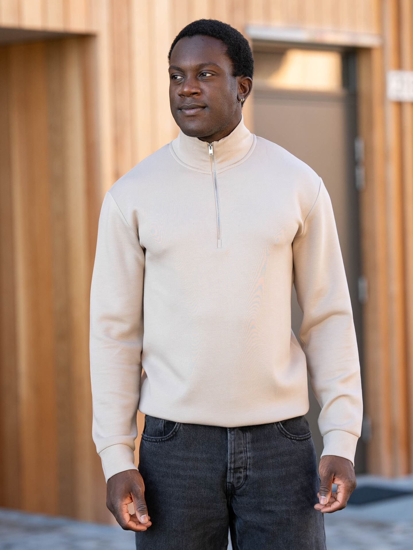 Selected Homme Emanuel Soft Zip High Neck Sweat Pure Cashmere