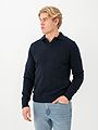 Selected Homme Rai Long Sleeve Knit Open Polo Sky Captain