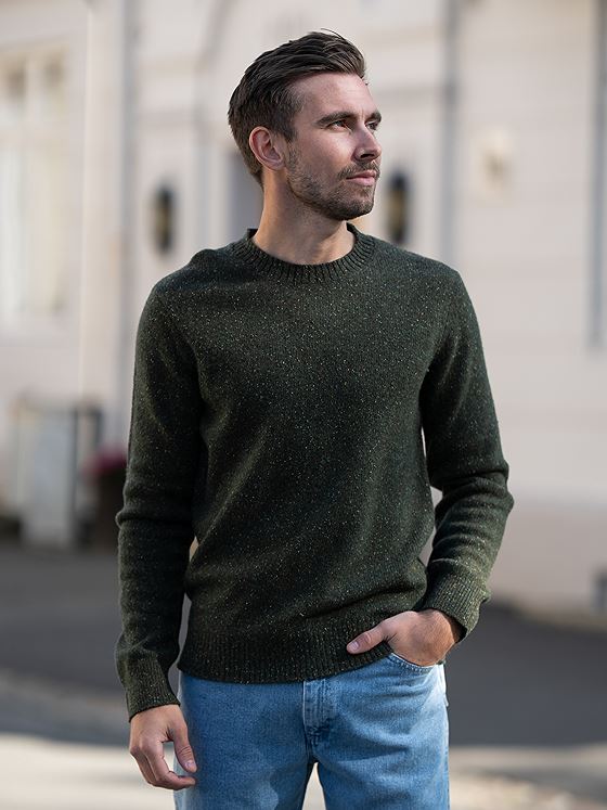 Selected Homme Neil Long Sleeve Knit Neps Crew Neck Forest Night Neps