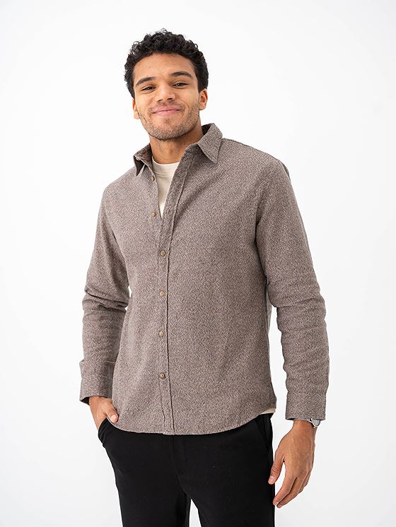 Selected Homme Reg-Owen Flannel Mix Shirt Long Sleeve Chocolate Torte Twisted