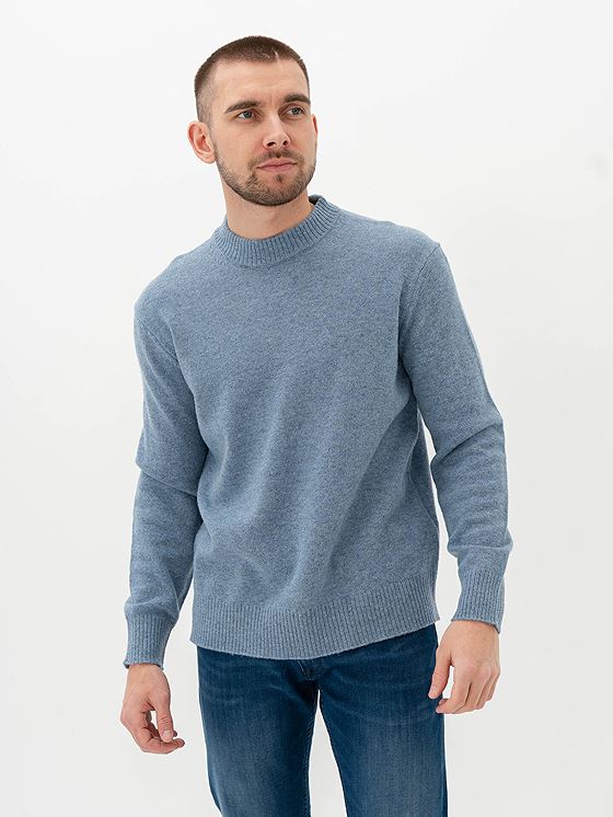 Selected Homme Reuben Long Sleeve Knit Relaxed Crew Neck Oceana Melange