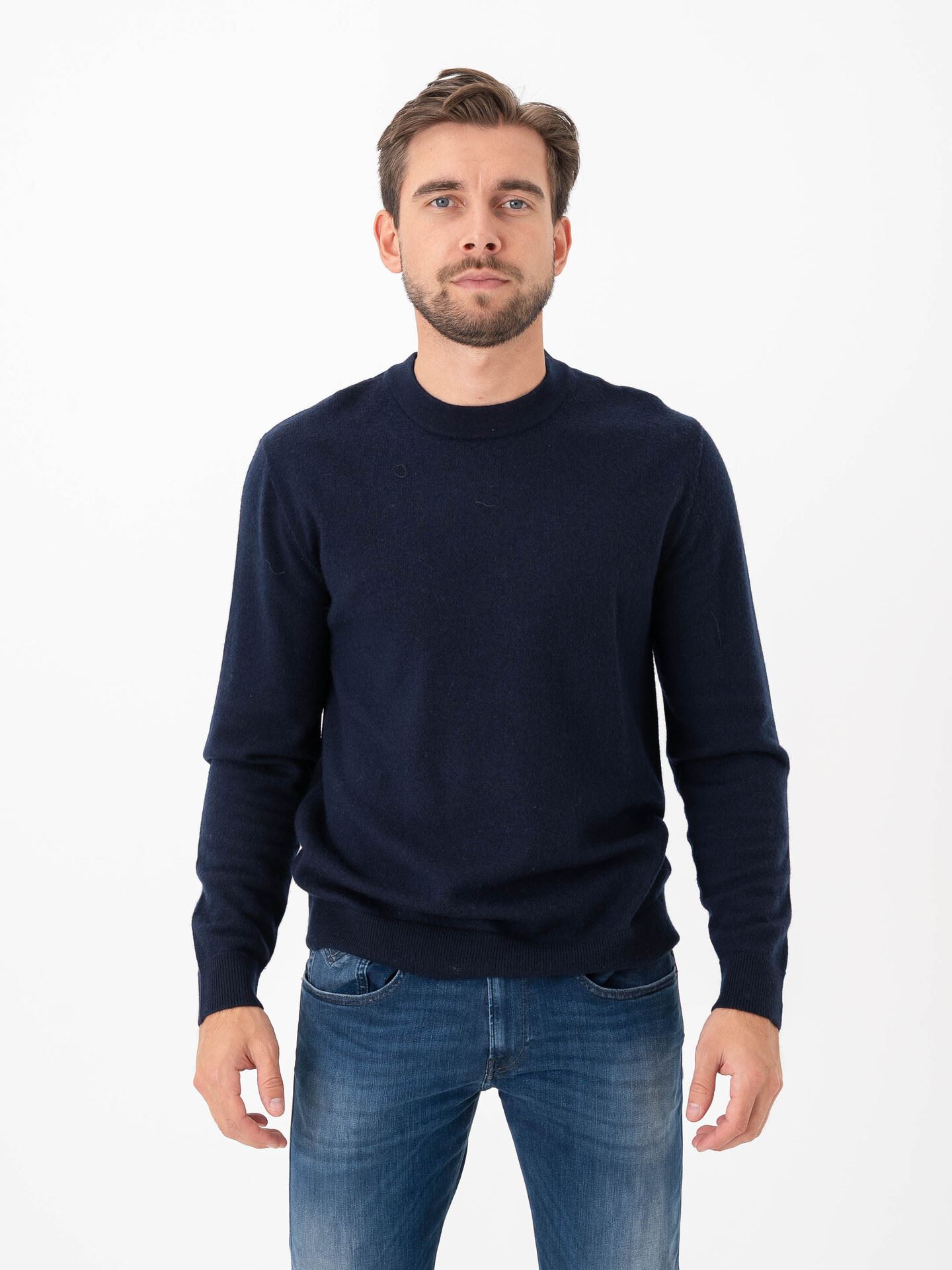 Selected Homme Tray Merino Brushed Relaxed Crew Navy Blazer