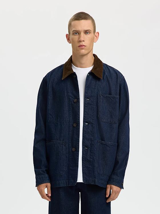 Selected Homme Regular Landon Rinse Denim Jacket Dark Blue Denim