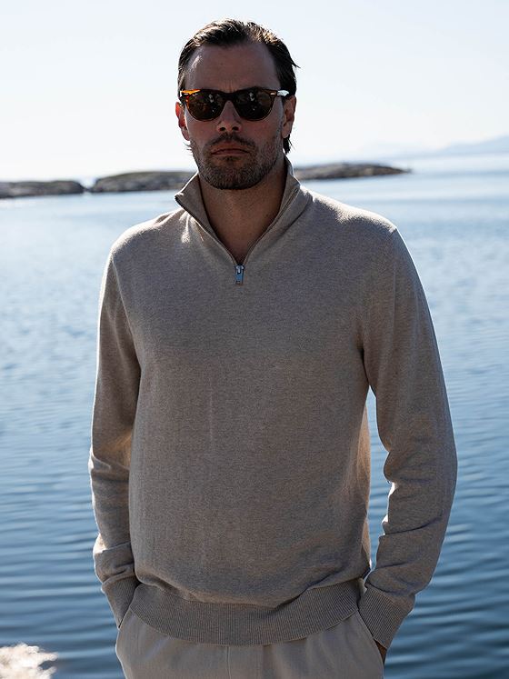 Jack and Jones Emil Knit Half Zip Beige / Oatmeal