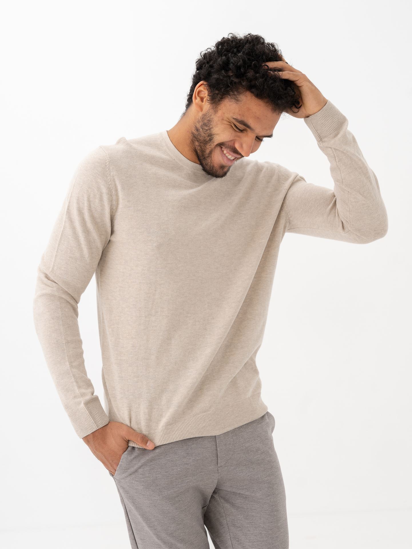 Jack and Jones Emil Knit Crew Neck Beige