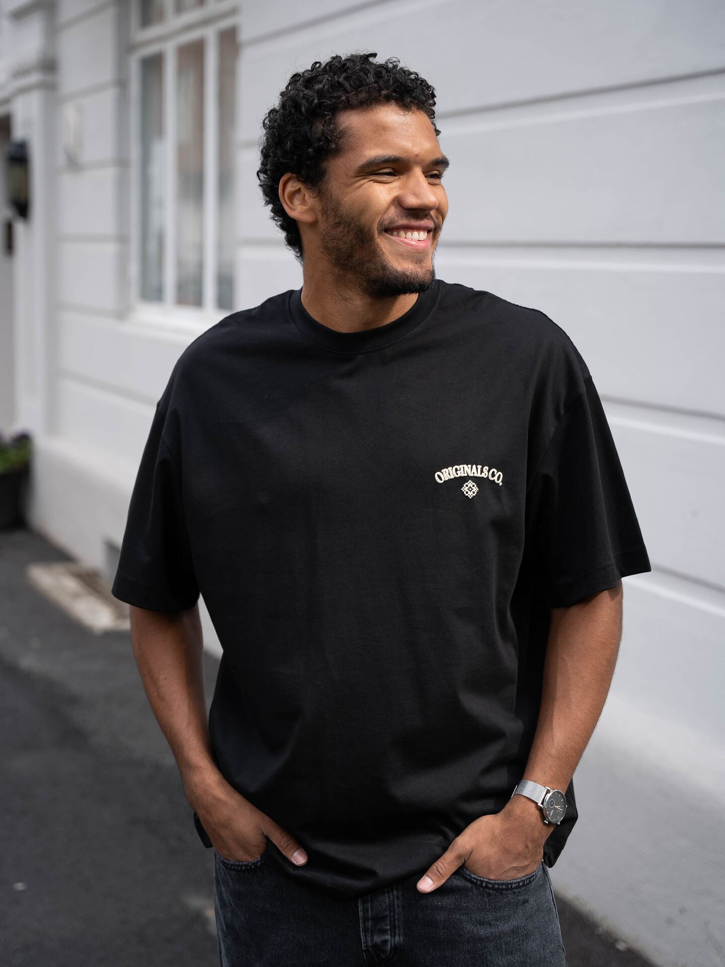 Jack and Jones Santorini Back Tee Short Sleeve Crew Neck Black