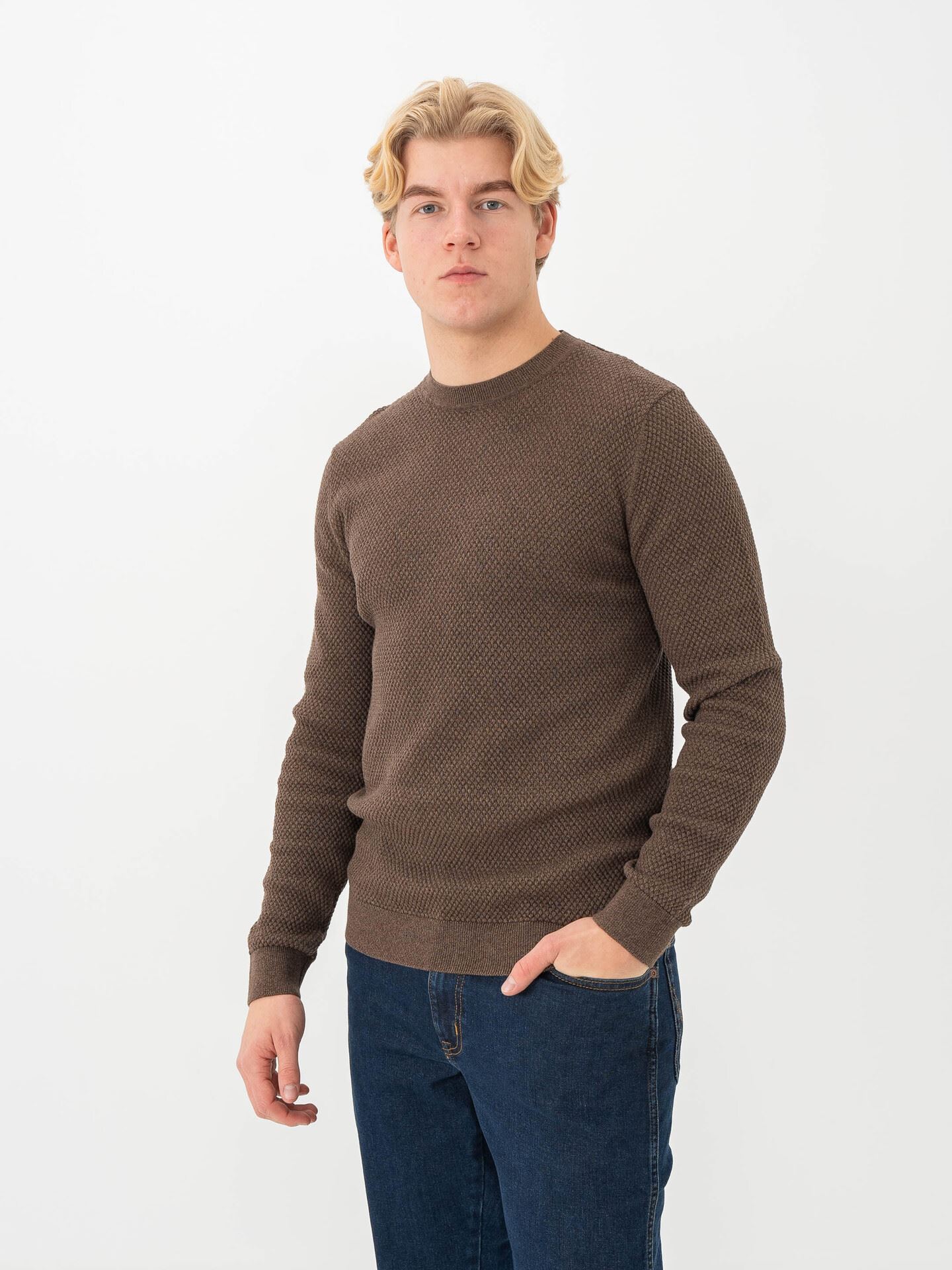 Jack and Jones Noah Knit Crew Neck Walnut Twist/full structure