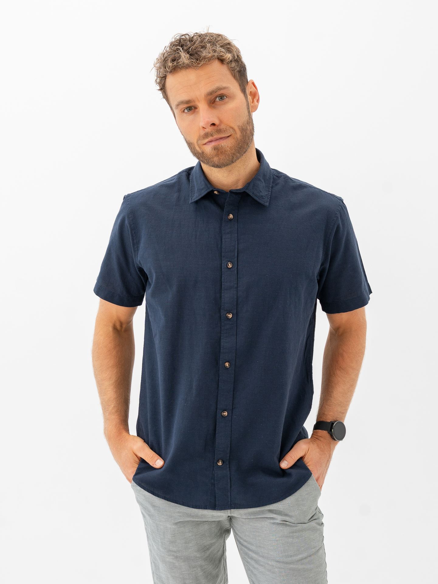 Jack and Jones Summer Shirt Short Sleeve Navy Blazer