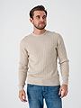 Jack and Jones Emil Knit Cable Crew Neck Oatmeal Melange