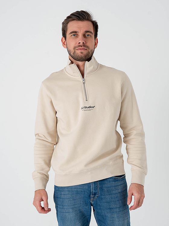 Jack and Jones Soho Sweat Quarter Zip Moonbeam