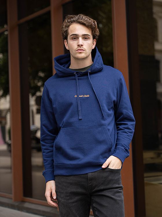 Jack and Jones Norrebro EMB Sweat Hood Ocean Cavern