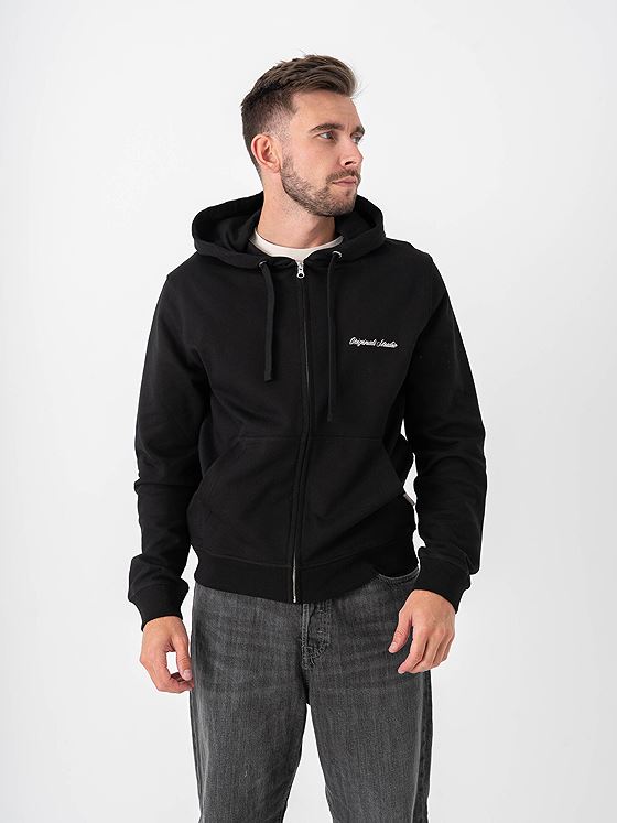 Jack and Jones Norrebro EMB Sweat Zip Hood Black