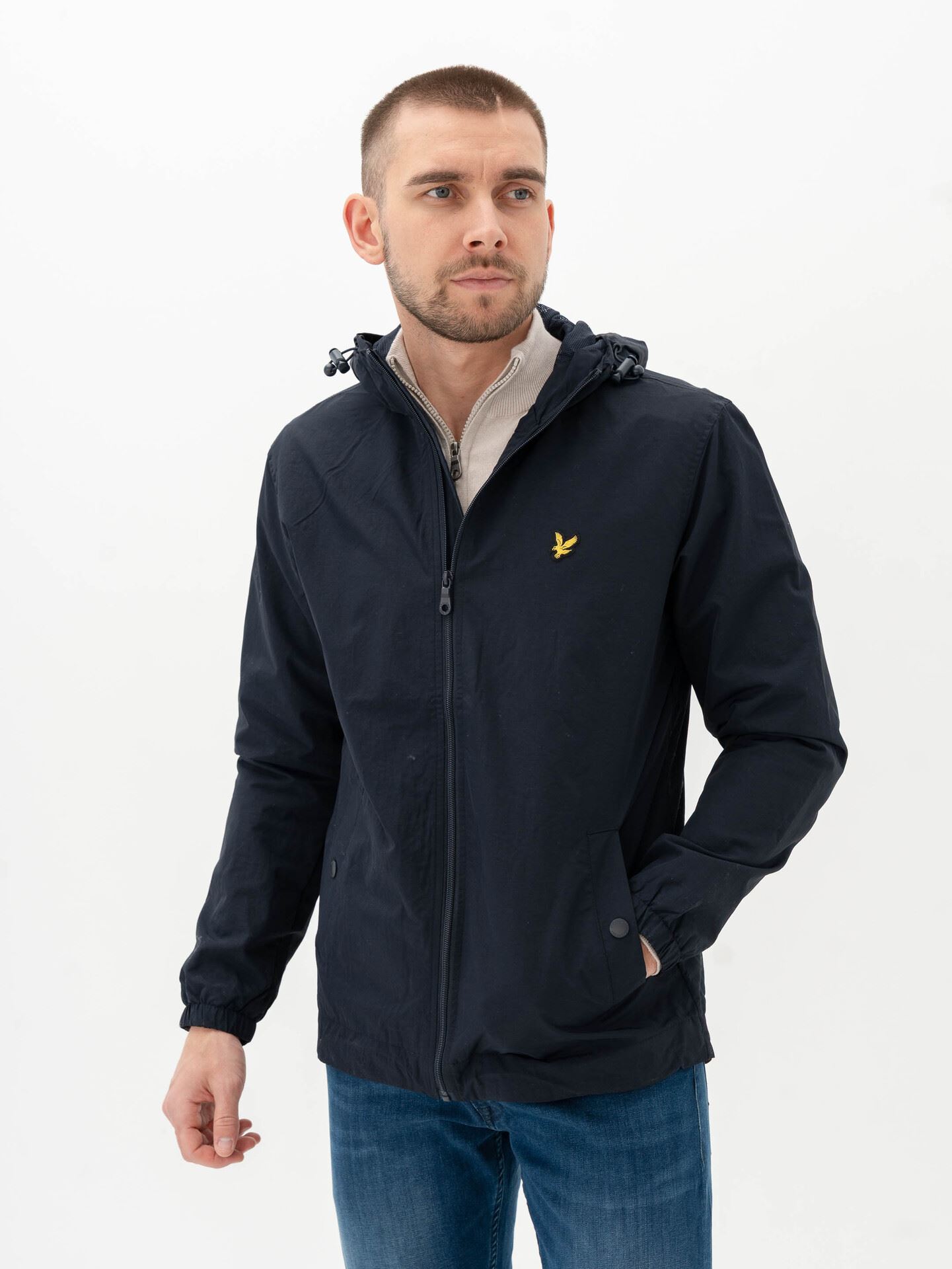 Lyle & Scott Zip Through Hooded Jacket Dark Navy