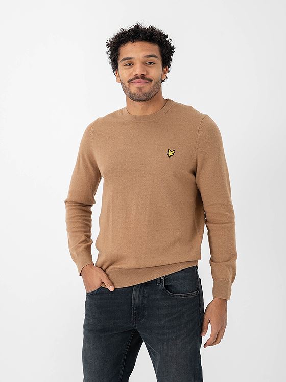 Lyle & Scott Cotton Merino Crew Neck Jumper Tigers Eye
